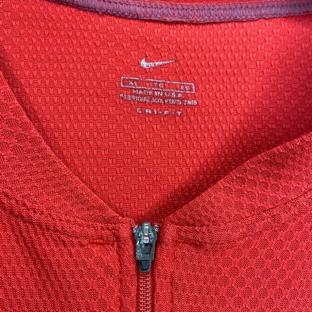 Nike Red Dri Fit Quarter Zip Short Sleeve Athletic Top - Picture 2 of 5